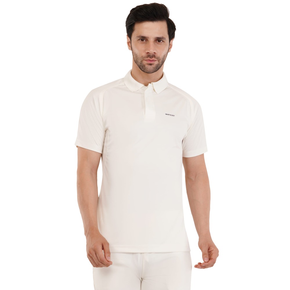 Whitedot Hexa Dri-FIT Cricket White Polo T-Shirt - Off White