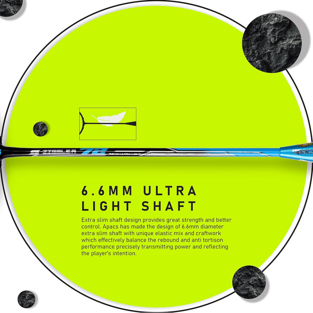 APACS Z-Ziggler 72 (30 LBS, 72g) Unstrung Badminton Racket with Full Cover (Black Blue) APACS Z-Ziggler 72 (30 LBS, 72g) Unstrung Badminton Racket with Full Cover (Black Blue)