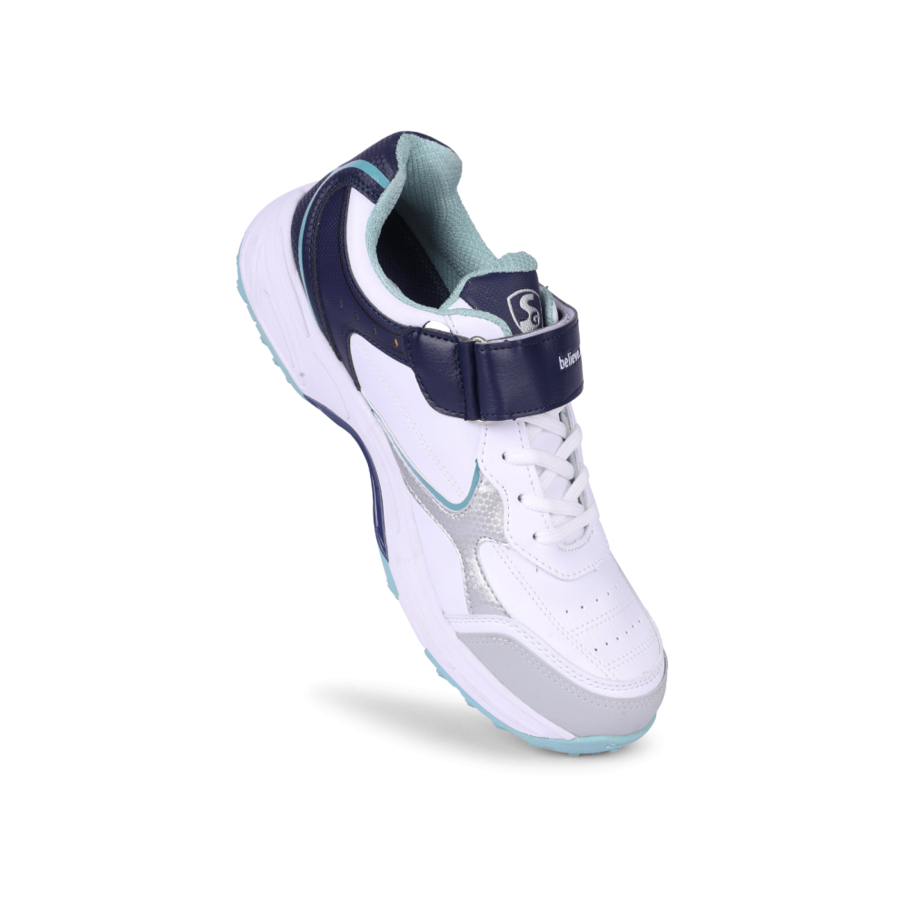 SG ARMOUR STUD Cricket Shoes in White/Navy/Teal â€“ Your Ultimate Cricket Companion